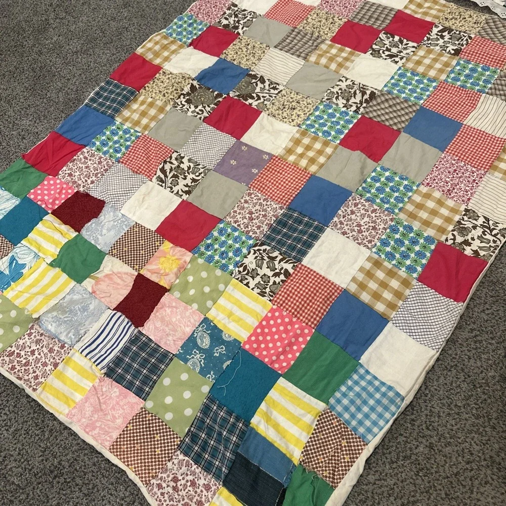 Vintage Patchwork Quilt For Toddler Bed With Patchwork Pillowcase‎